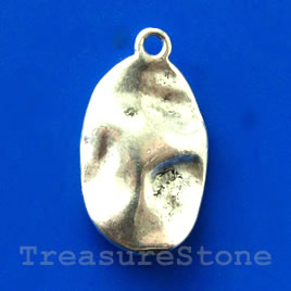 Pendant/charm, silver-finished,14x22mm. Pkg of 6.