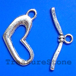 Clasp, toggle, antiqued silver-finished, 20x12mm. Pkg of 10.