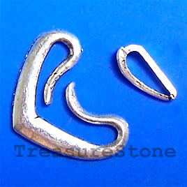 Clasp, toggle, silver-finished, 21x11mm. Pkg of 4 pairs.