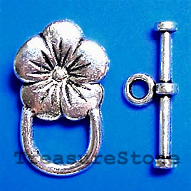 Clasp, toggle, antiqued silver-finished, 13x22mm. Pkg of 8.