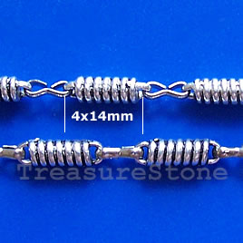 Chain, pewter, silver-finished, 4x14mm. Sold by meter.