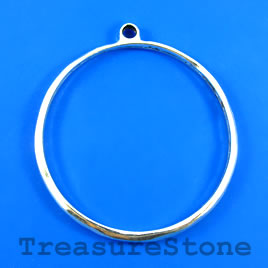 Bead, silver-finished, large hole, 11x22mm curved tube. 3pcs
