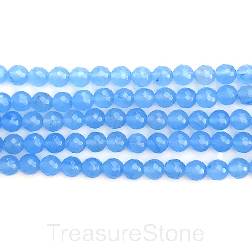 Bead, jade (dyed), light blue, 8mm, faceted round. 14.5",46pcs