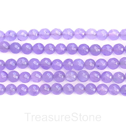 Bead, jade (dyed), lilac purple, 8mm, faceted round. 14.5",46pcs