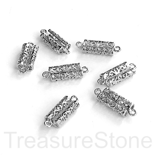 Bead,connector,link,rhodium silver,8x14mm cord end,2mm cord.4pcs