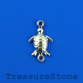 Link/charm, silver-finished, 12x21mm turtle. Pkg of 6
