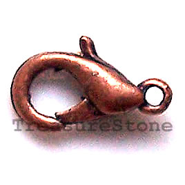 Clasp, lobster claw, copper-finished, 10x6mm. Pkg of 10
