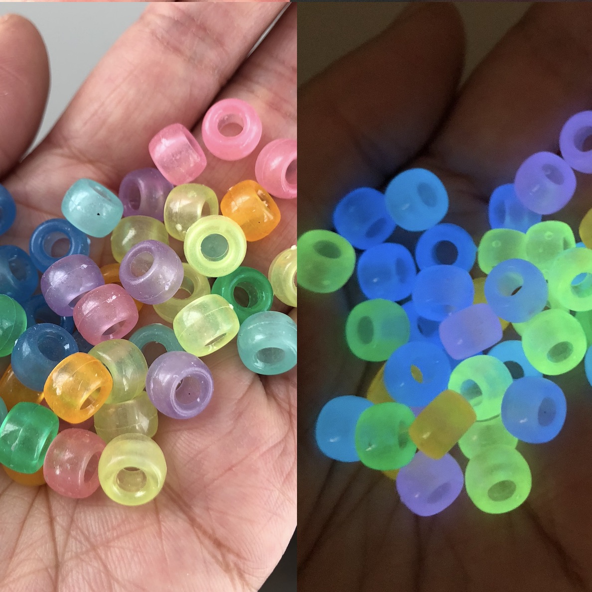 Bead,resin,6x9mm rondelle,glowing luminous, large hole: 3.5mm,75