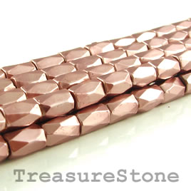 Bead, magnetic, 5x8mm rosy brown, 18 faceted barrel. 16 inch