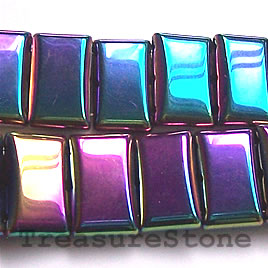 Spacer bead, magnetic, 16x10mm rainbow 3-hole. Pkg of 20.