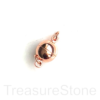 Clasp, magnetic, rose gold coloured, 8mm. Per pair