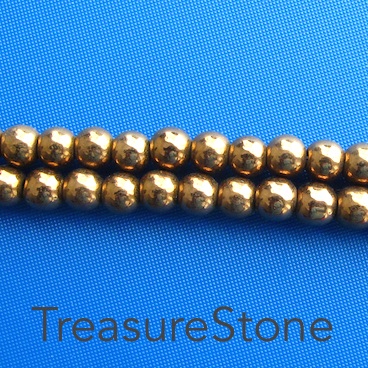 Bead, magnetic, 6mm copper round. 16 inch strand