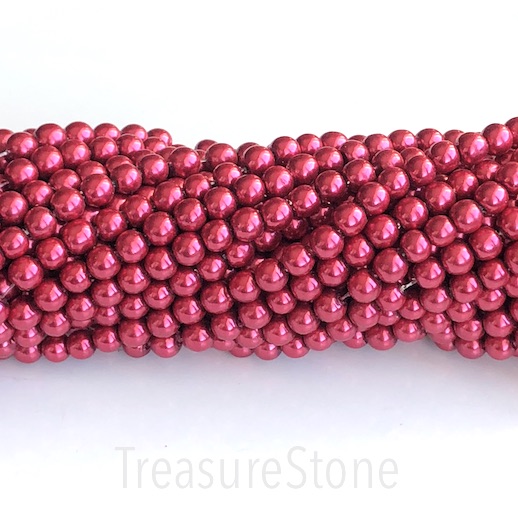 Bead, magnetic, 6mm wine red round. 15.5 inch, 67pcs