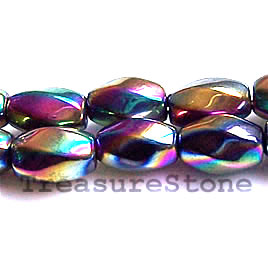Bead, magnetic, 7x12mm rainbow 6-side twist. 16 inch strand