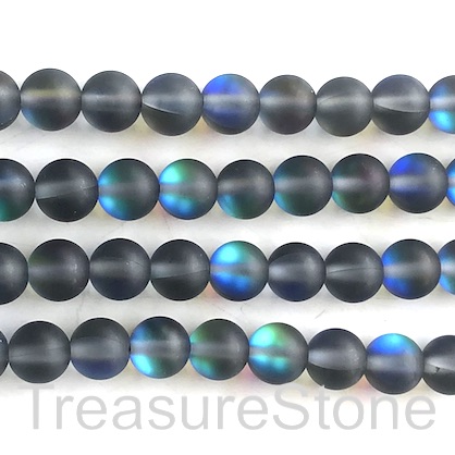 Bead, Mermaid Glass quartz, blue, 6mm round, matte. 15", 62pcs.