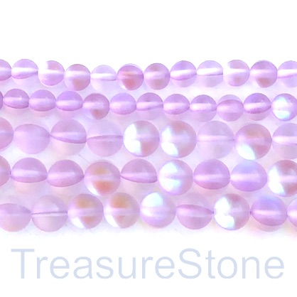 Bead, Mermaid Glass quartz, light purple, 6mm round,matte.15",62