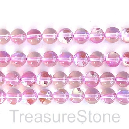 Bead, manmade quartz, pink, 8mm round. 15.5-inch, 47pcs.