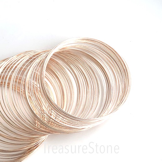 Memory wire, light rose gold finish, 2-1/4 inch, 0.6mm, 18 loops