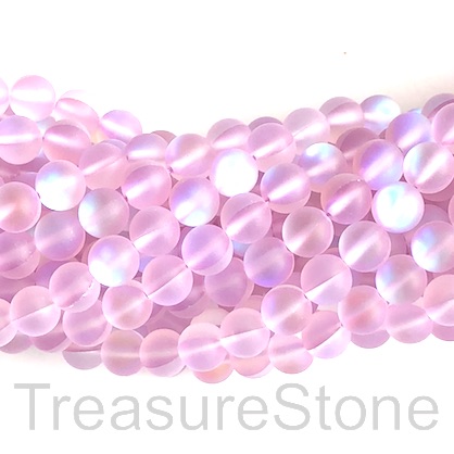Bead, Mermaid Glass quartz, light pink, 6mm round, matte.15",66