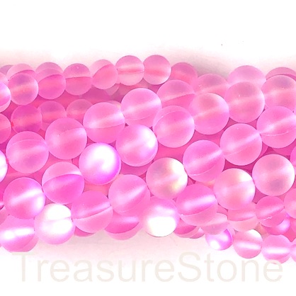 Bead, Mermaid Glass quartz, pink, 8mm round, matte. 15", 46