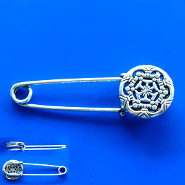 Brooch pin, safety pin, silver-finished, 18mm. each.