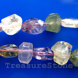 Bead, mixed quartz, 8x13mm faceted nugget. 16-inch strand.
