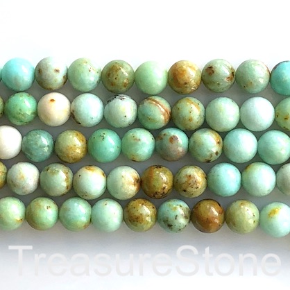 Bead, Mongolia turquoise (natural), 8mm round. 15", 46pcs