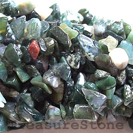 Bead, moss agate, chip, 36 inch strand. - Click Image to Close
