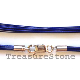 Cord, nylon, blue,16 inch with sterling silver clasp