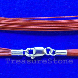 Cord, nylon, dark red,16 inch with sterling silver clasp