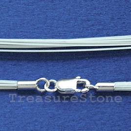 Cord, nylon, grey,16 inch with sterling silver clasp