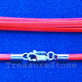 Cord, nylon, red,16 inch with sterling silver clasp