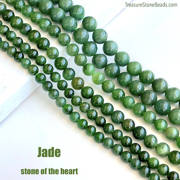 Bead, natural Green Jade, 8mm round. 15.5-inch, 52pcs - Click Image to Close