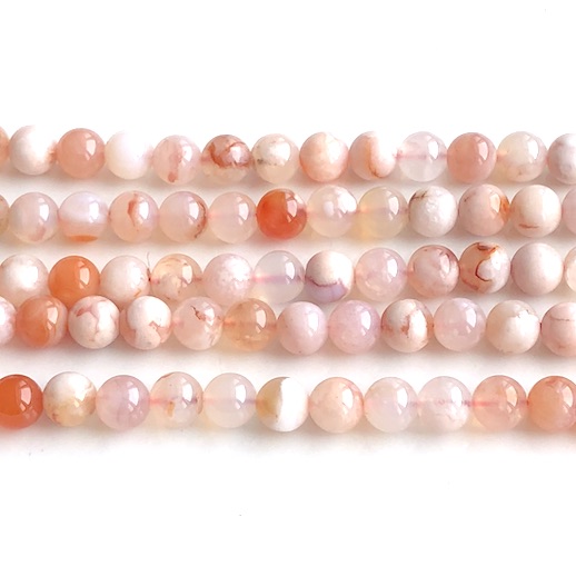 Bead, natural pink agate, 8mm round. 15 inch, 47pcs - Click Image to Close