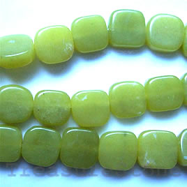 Bead, oliver jade, 9x4mm flat square. 16-inch strand.