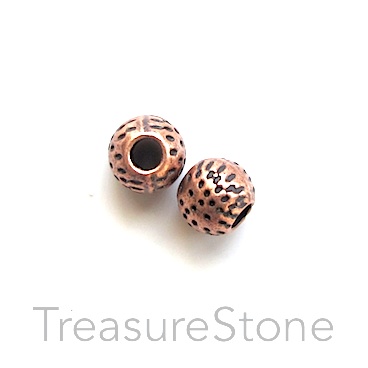 Bead, antiqued copper finished, 7mm round spacer, hole:2mm. 15