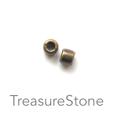 Bead, antiqued brass finished, 4x5mm tube spacer. Pkg of 20
