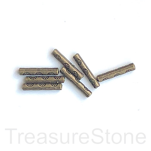 Bead, antiqued brass-finished, 2x14mm tube. Pkg of 19