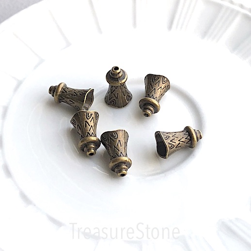 Cone, brass-finished, 12x17mm bell. Pkg of 4 - Click Image to Close