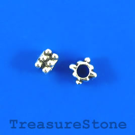 Bead, silver-finished, 3x4mm cube spacer. Pkg of 22.