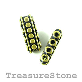 Bead, brass finished, 4-strand spacer/slider, 7x18mm. Pkg of 8 - Click Image to Close