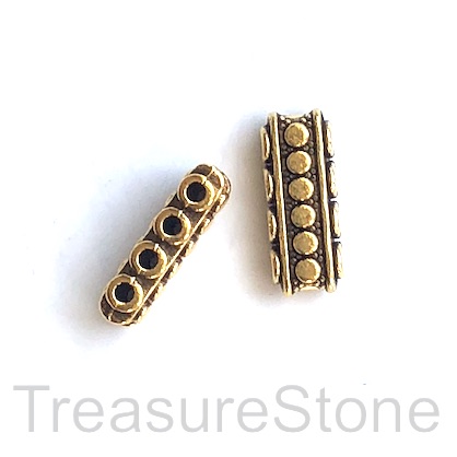 Bead, gold coloured, 4-strand spacer/slider, 7x19mm. Pkg of 8. - Click Image to Close