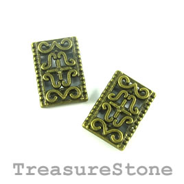 Bead, brass finished, 2-strand spacer/slider, 12x17mm. Pkg of 10 - Click Image to Close