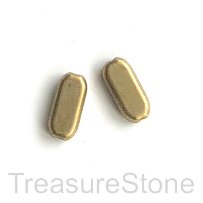 Bead, brass finished, 8x16x4mm flat tube. Pkg of 10.
