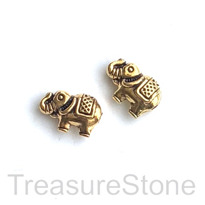 Bead, antiqued gold-finished, 9x13mm elephant spacer. pkg of 10.