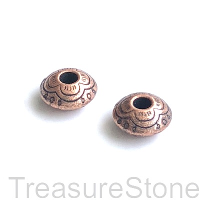Bead, copper colour, 5x10mm rondelle spacer,large hole, 2.5mm.10