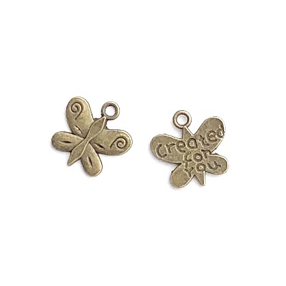 Charm, brass-finished, 11x13mm butterfly, created for you.15pcs