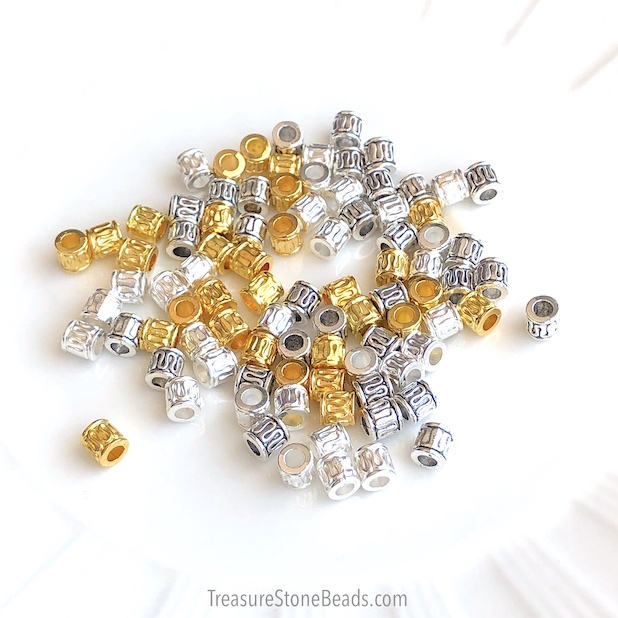 Bead, bright gold finished, 5mm tube spacer. hole:2.5mm, 15pcs - Click Image to Close