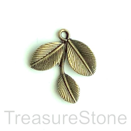 Pendant, brass-finished, 23mm leaf. Pkg of 5. - Click Image to Close