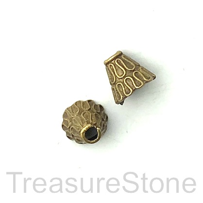 Bead Cone, antiqued brass finished, 9x10mm. Pkg of 10.